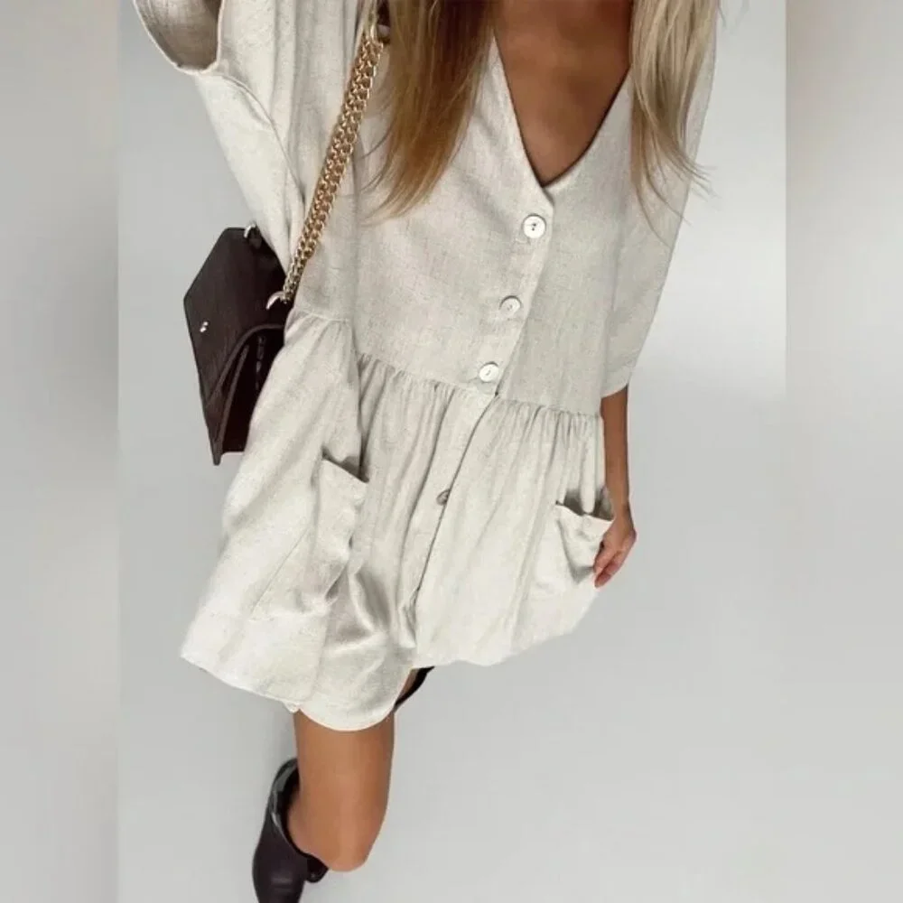 PRINCESS POLLY | The Sandy Mini Dress Natural Lower Impact - S/M - Picture 3 of 7